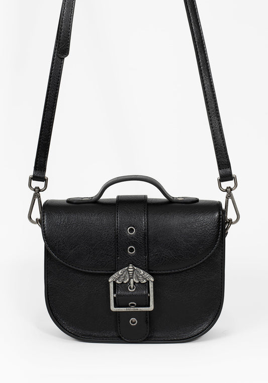 Rosamoth Buckle Crossbody Satchel Bag - Black