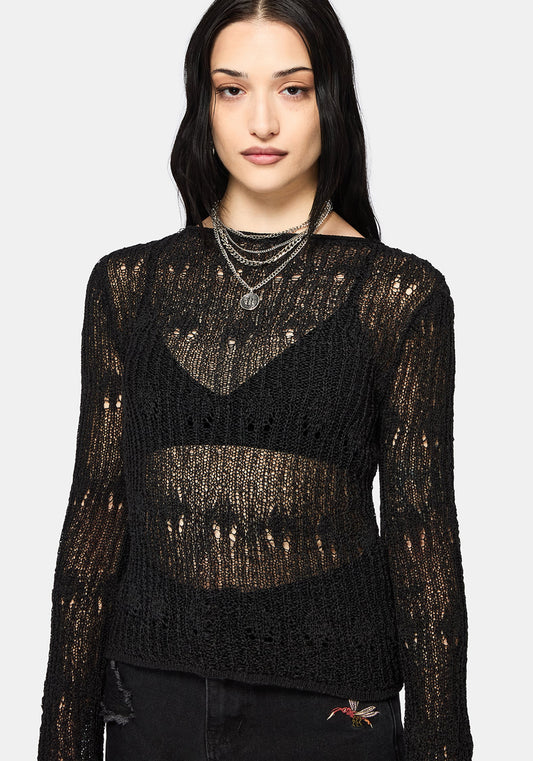 Damien Ladder Knit Top - Black