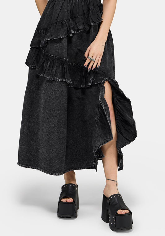 Corvina Fitted Bodice Waterfall Tiered Midaxi Dress