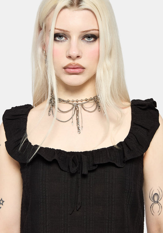 Nephra Frilly Sleeve Trapeze Mini Smock Dress