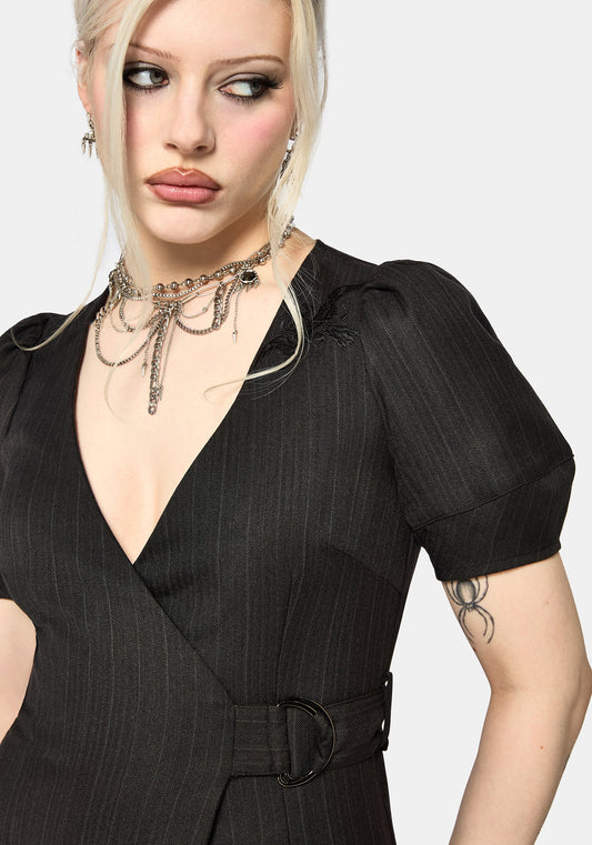 Meliora Wrap Embroidered Mini Dress