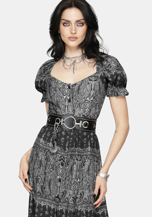 Zelira Paisley Print Midi Dress
