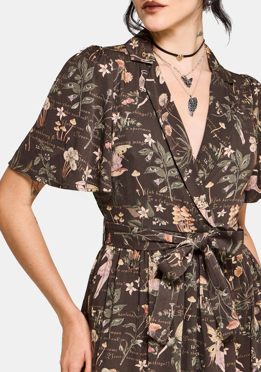 Faela Fairy Tie Waist Wrap Midi Dress