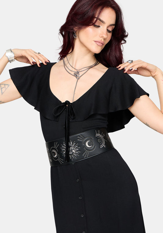 Aren Ruffle Tie Front Maxi Dress