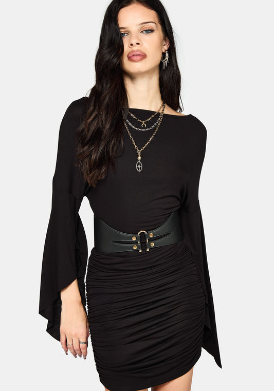 Leela Cape Ruched Mini Dress