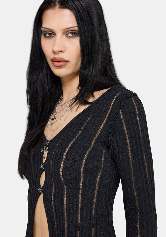 Faylin Ladder Stitch Knit Cardigan
