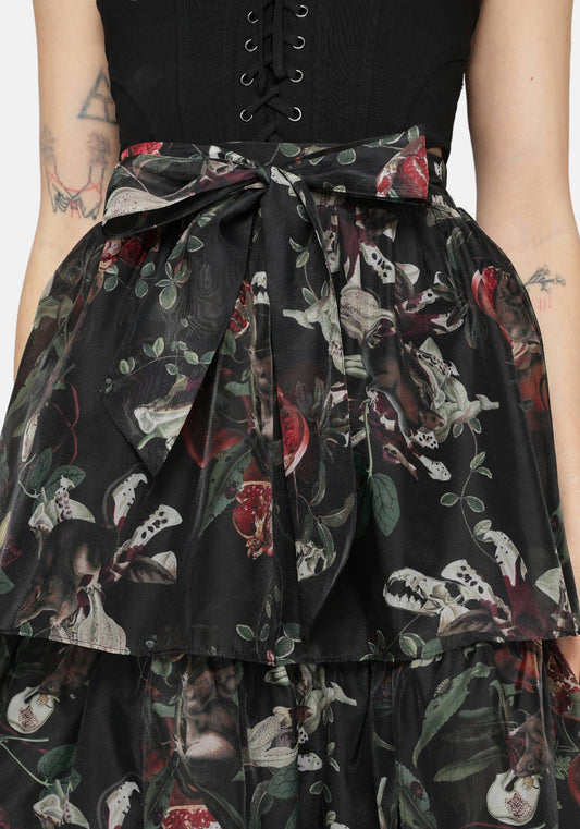 Anara Fruit Print Tiered Skirt