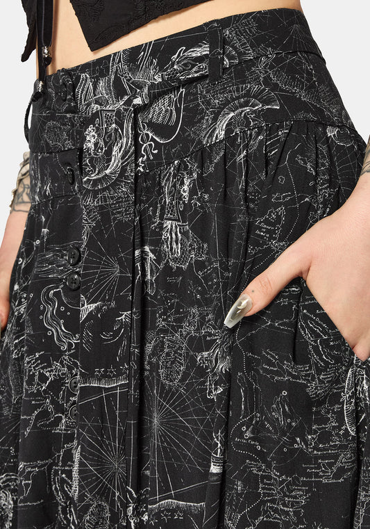 Kosmara Map Print Midi Skirt