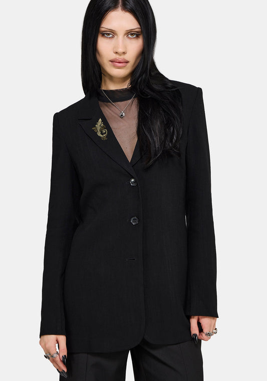 Ellis Embroidered Longline Blazer