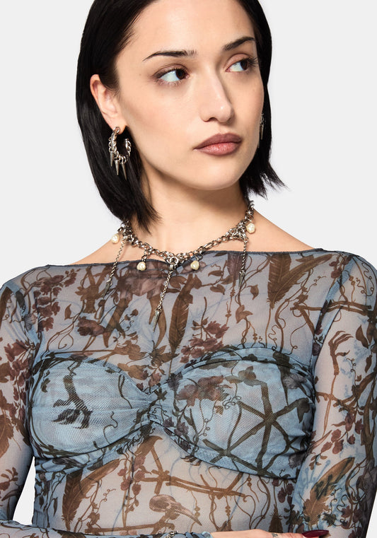 Dusha Garden Long Sleeve Mesh Top