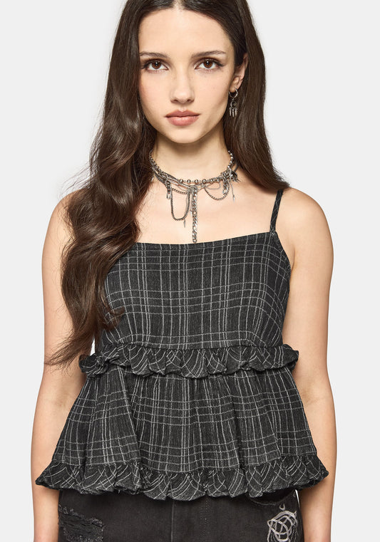 Caledon Check Gauze Tiered Cami