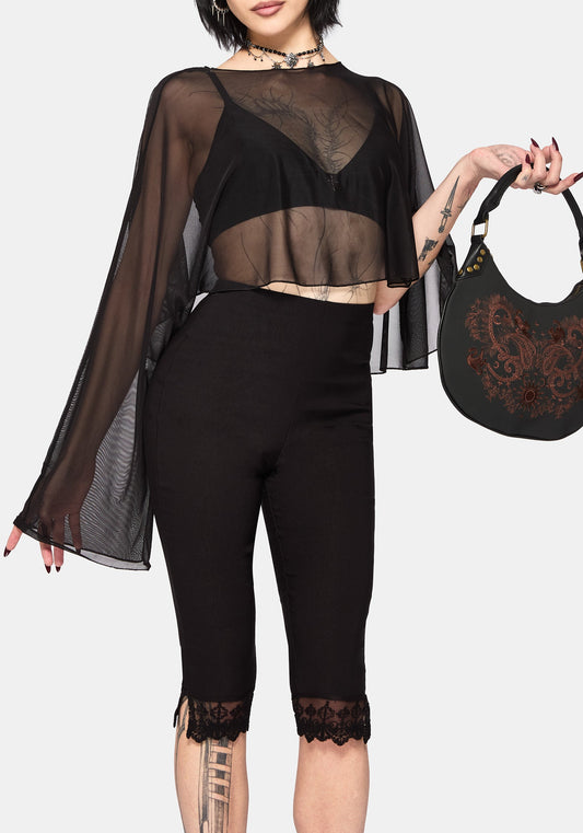 Emmie Black Mesh Poncho