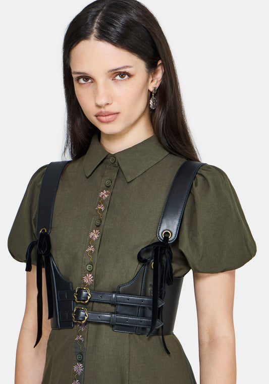Cybele Embroidered Tie Front Harness