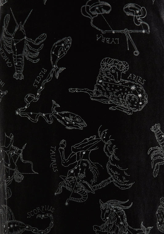 Zodiac Foil Print Velour Slip Gown