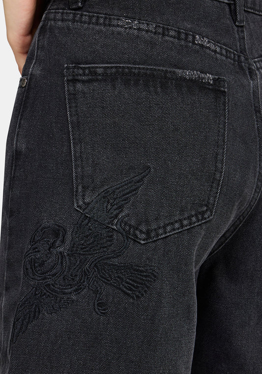 Selin Embroidered Longline Denim Short