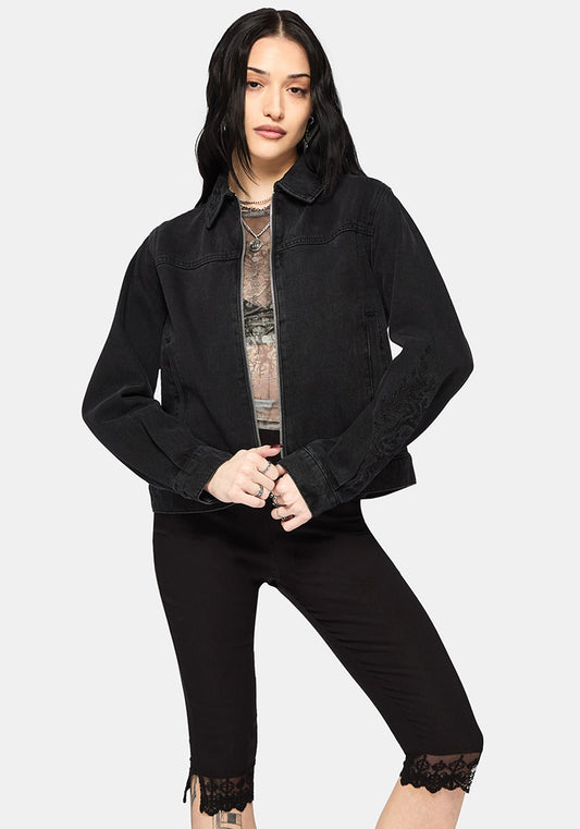 Selin Embroidered Boxy Denim Jacket