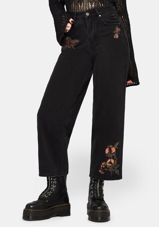 Poison Eden Embroidered Denim Culotte