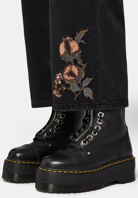 Poison Eden Embroidered Denim Culotte