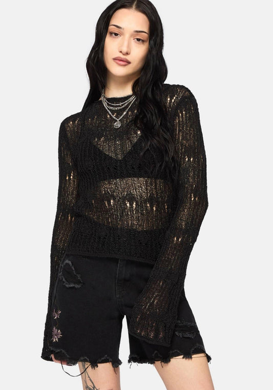 Damien Ladder Knit Top - Black