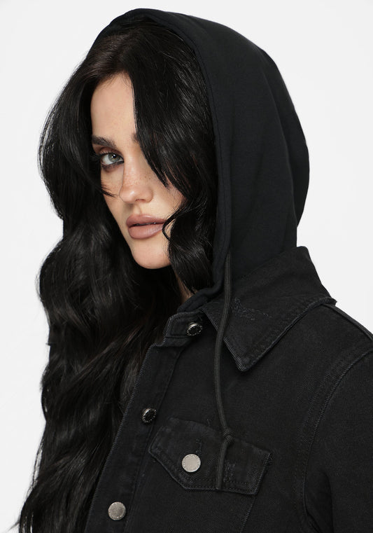 Trellis Hooded Pocket Denim Shacket