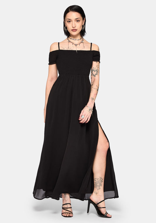 Mircalla Shirred Bardot Maxi Dress