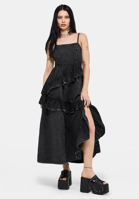 Corvina Fitted Bodice Waterfall Tiered Midaxi Dress