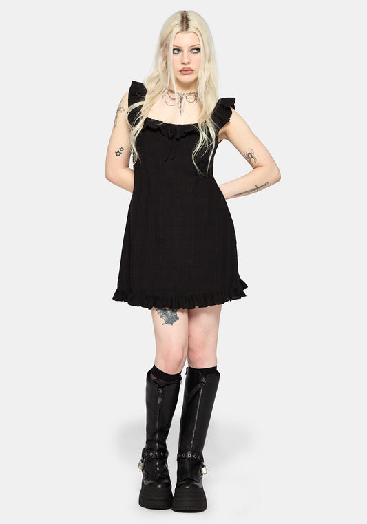 Nephra Frilly Sleeve Trapeze Mini Smock Dress
