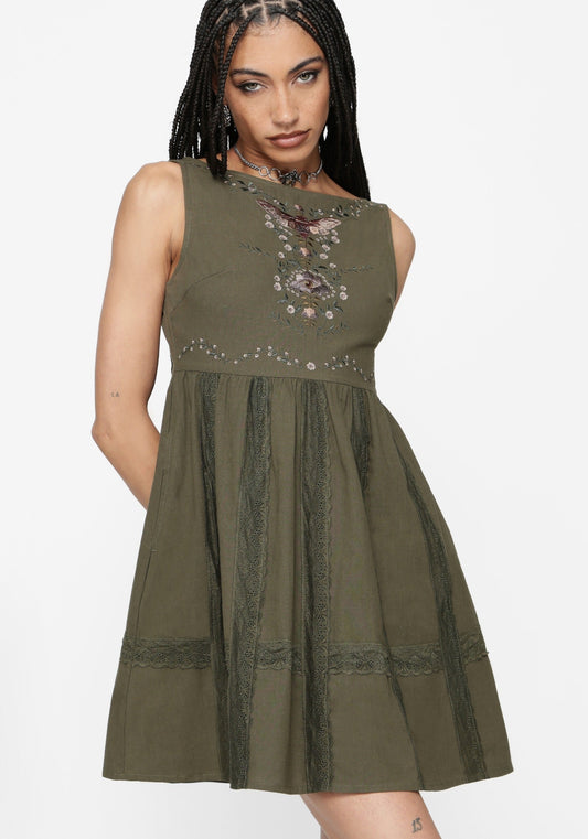Siora Folklore Embroidered Lace Mini Dress