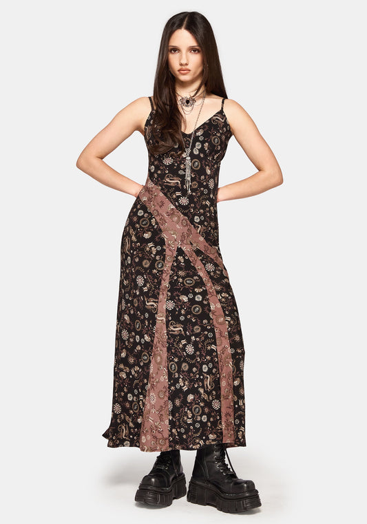 Sylra Ditsy Folk Spliced Print Asymmetric Cami Midaxi Dress