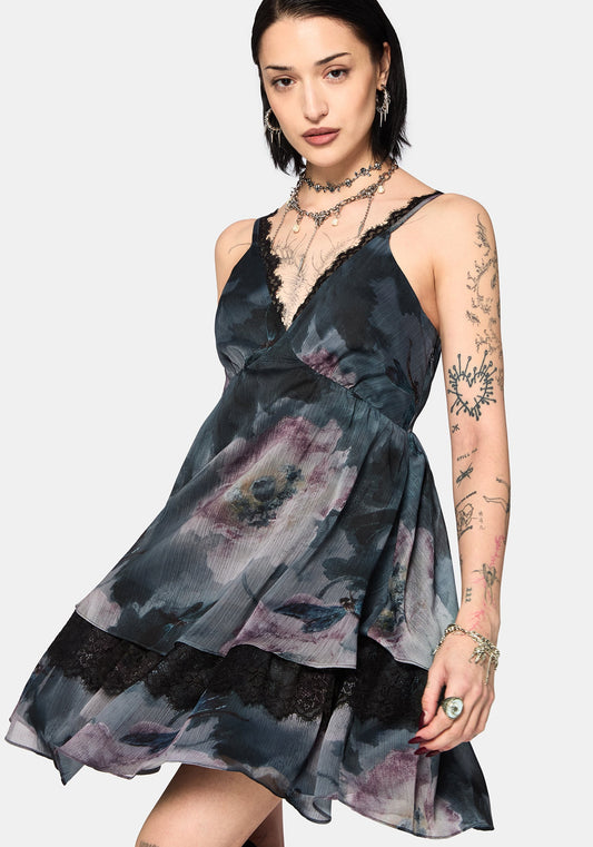 Ophelie Chiffon Lace Cami Mini Dress