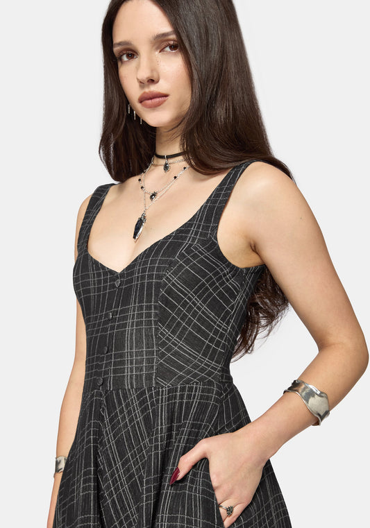 Caledon Check Gauze Midaxi Dress