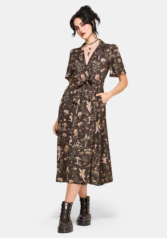 Faela Fairy Tie Waist Wrap Midi Dress