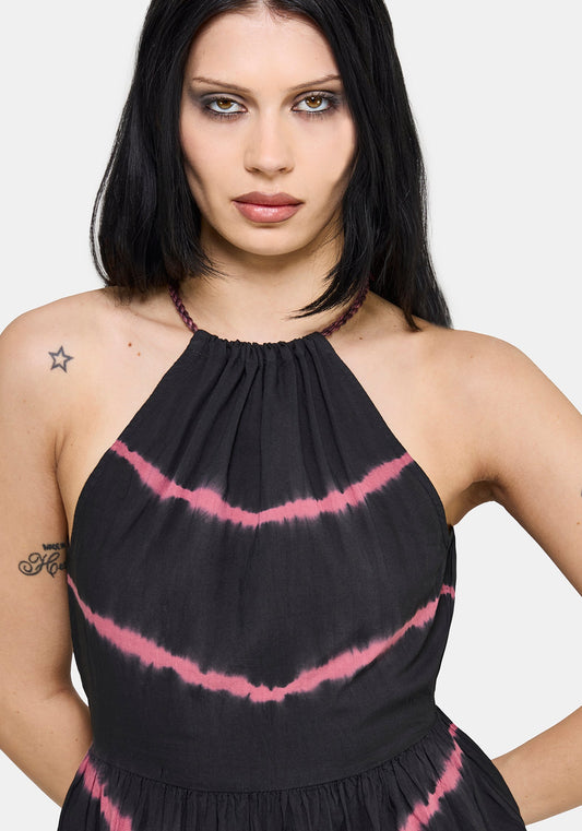 Noxielle Tie Dye Halter Neck Racer Maxi Dress