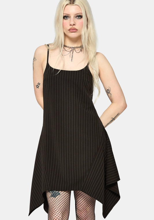 Alecto Pinstripe Handkerchief Hem Mini Dress