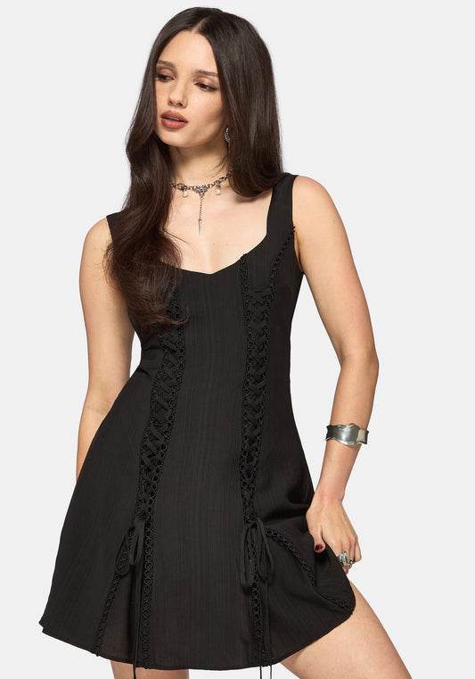 Tasmina Lace Up Front Mini Dress