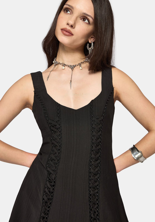 Tasmina Lace Up Front Mini Dress