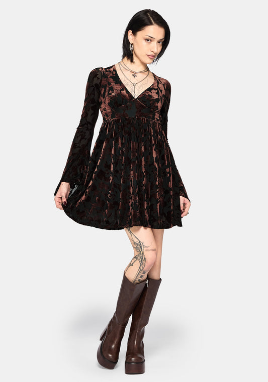 Dakota Devore Velour Flare Sleeve Mini Dress