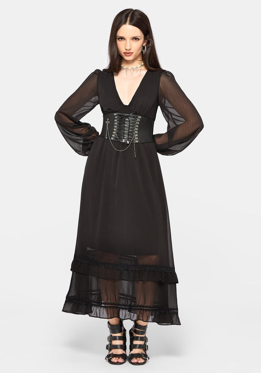 Sly Tiered Lace Trim Midaxi Dress