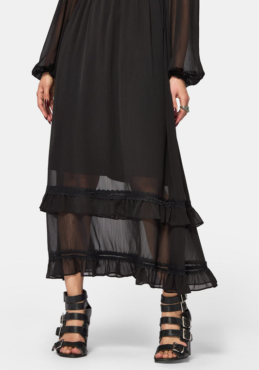 Sly Tiered Lace Trim Midaxi Dress
