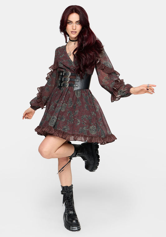 Pact Paisley Frill Sleeve Mini Dress