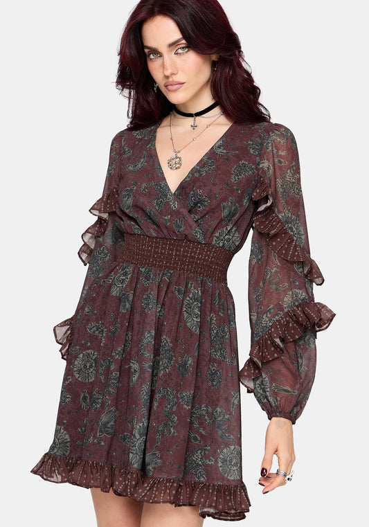 Pact Paisley Frill Sleeve Mini Dress