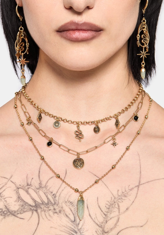 Alexen Snake Disc Layered Necklace