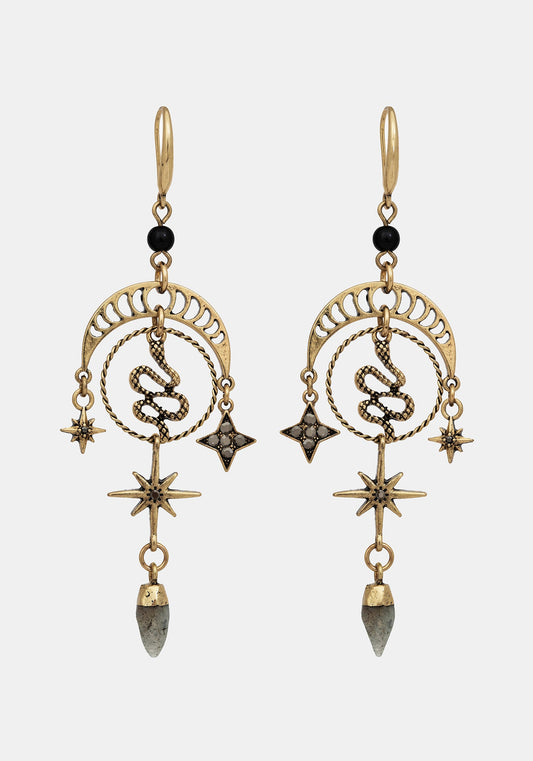 Alexen Snake Moon Earrings