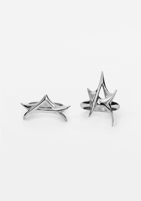 Crixel Spike Stainless Steel Rings Set of 2