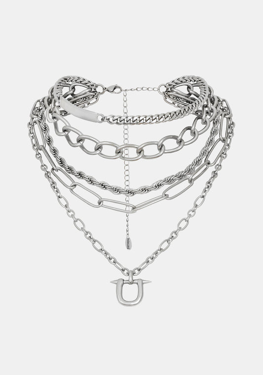 Ruzar Stainless Steel Layered Chain Necklace