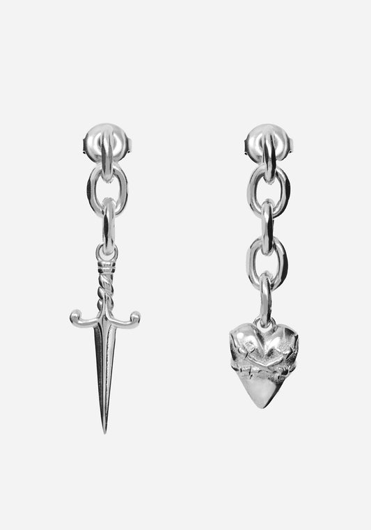 Hurnix Dagger Heart Stainless Steel Earrings