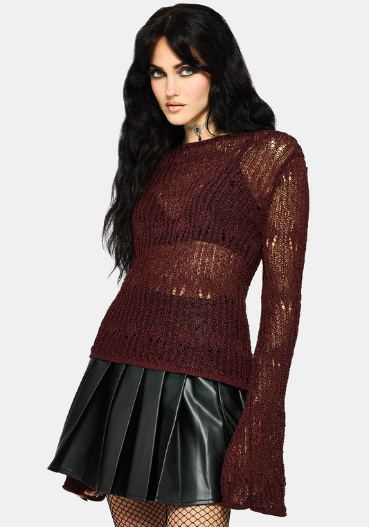 Damien Ladder Knit Top - Burgundy