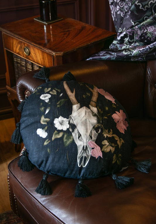 Dusha Garden Embroidered Tassel Edge Cushion