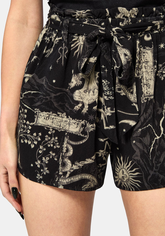 Isolde Medieval Map Paperbag Tie Waist Short