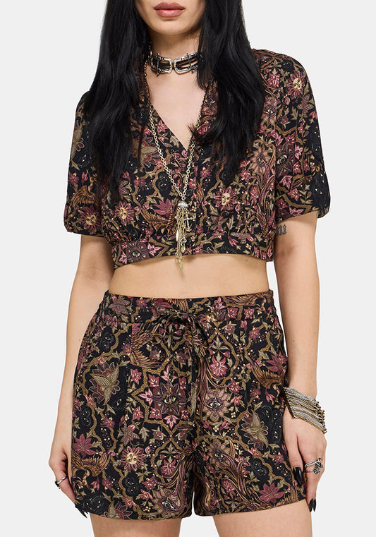 Mythos Print Tie Front Short